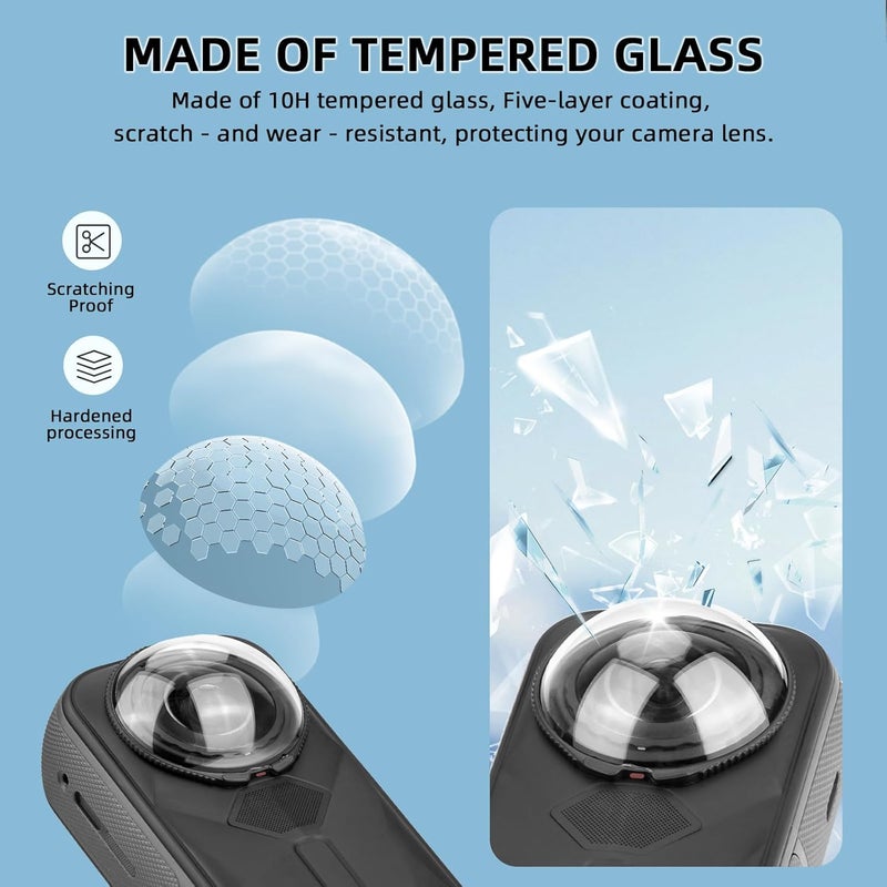 Flymile Insta 360 X5 Premium Lens Guard + 2 Pack Screen Protector Accessories Bundle, 10H Transparency Tempered Glass Film Lens Cover for Insta360 X5 Protective Kit Anti-scratch Camera[Bubble Free] - Image 3